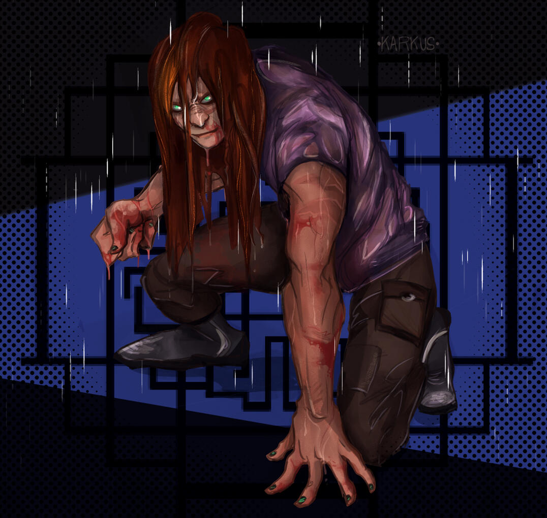 "Rain man" (11-5-23). This was a "commission" work for a friend to draw their OC. Given the opportunity and the nature of the character, I used this push my skills in drawing fabric, ex: thin fabric clinging to skin, how weight carries in different fabrics