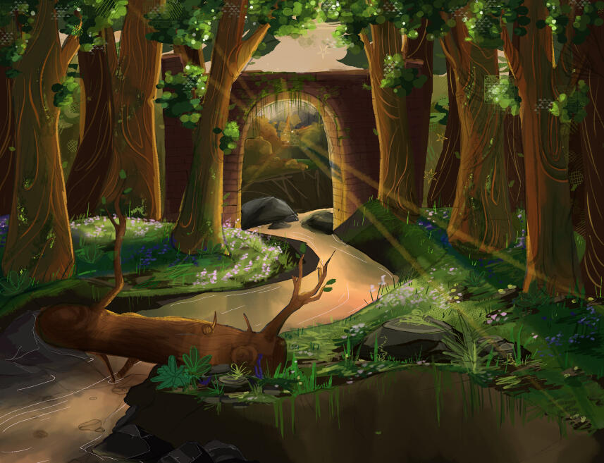 "Tree and River" (4-23-23). this was for a "study" I did to get better at drawing and stylizing nature