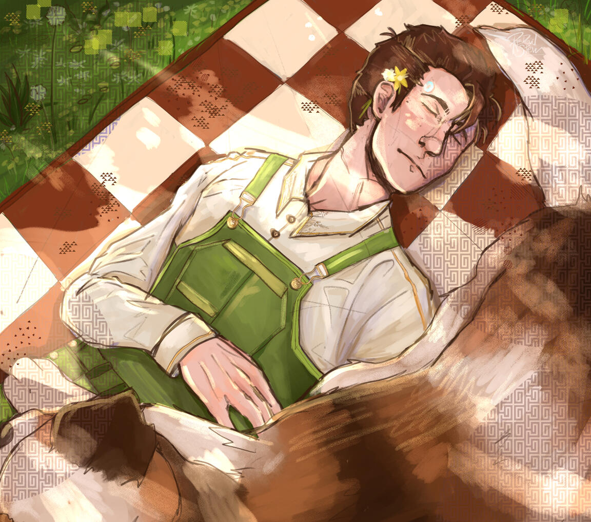 "Connor and Sumo" (5-31-23). This is Connor pictured with Sumo (Dog) from Detroit: Become Human